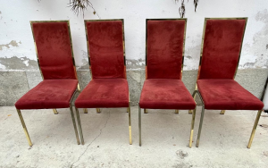 4 SEDIE  ANNI 70 VELLUTO ROSSO