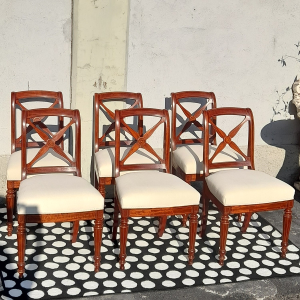 6 SEDIE 1800 CARLO X IN NOCE IMBOTTITE A