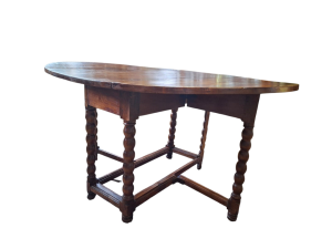 TAVOLO EPOCA FINE 1800, CON ALETTE, IN L