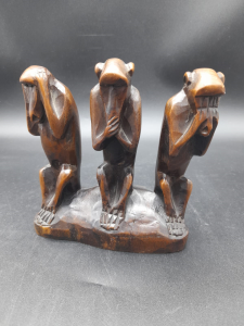 SCULTURA LEGNO TRE SCIMMIETTE