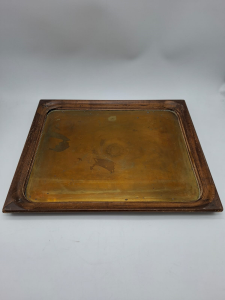 VASSOIO RETTANGOLARE LEGNO E OTTONE