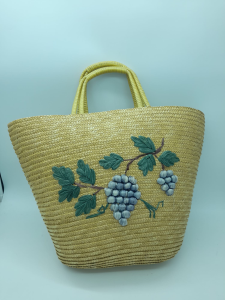 BORSA IN PAGLIA VINTAGE RICAMATA A MANO