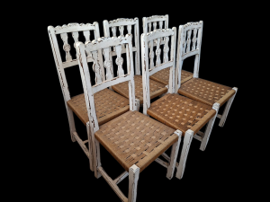 6 SEDIE SEDUTA IN CORDA RILACCATE VINTAG