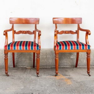 COPPIA POLTRONCINE STILE CARLO X TESSUTO