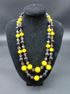 COLLANA VINTAGE PERLE VETRO MURANO GIALL