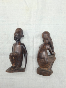 COPPIA SCULTURE AFRICANE LEGNO ANTICHE