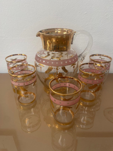CARAFFA + 5 BICCHIERI ANNI 50