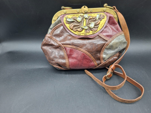 BORSETTA VINTAGE STRASS PELLE MARRONE